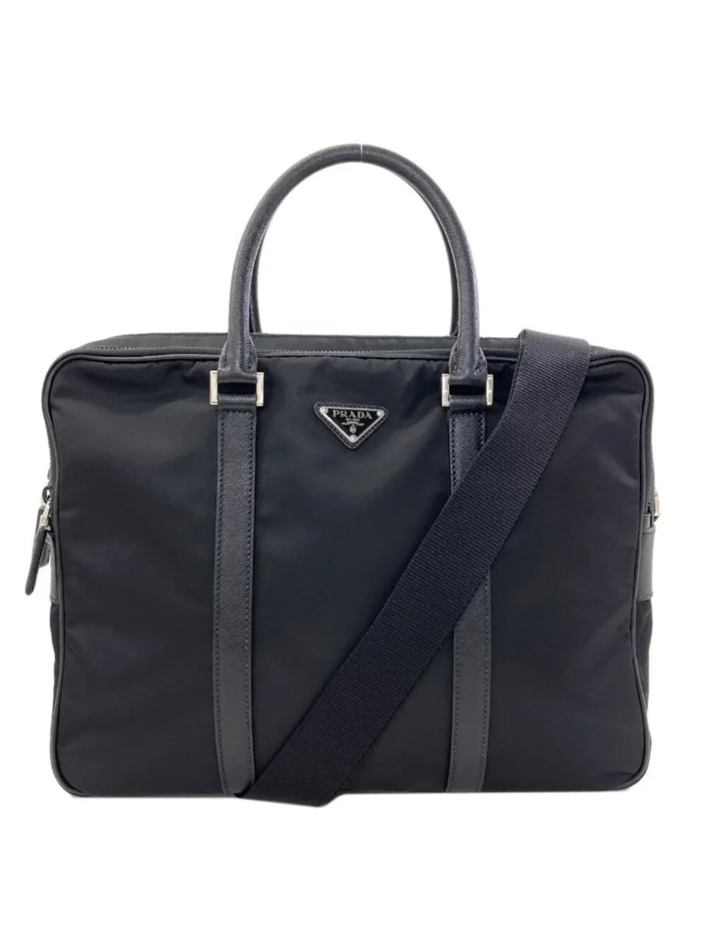 Prada Logo 2-Way Business Bag Nylon